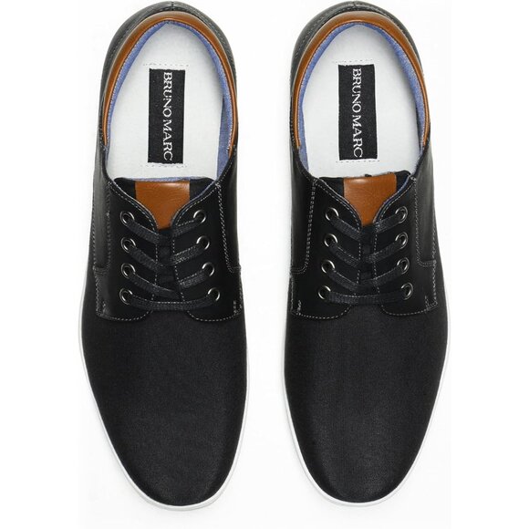 Bruno Marc Men Black Sneakers Canvas Synthetic Lace Up Comfortable Casual Shoes - Picture 8 of 10